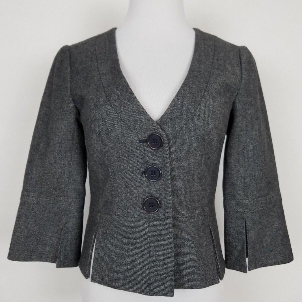 Trina Turk Size 4 Blazer Grey Bell Sleeve